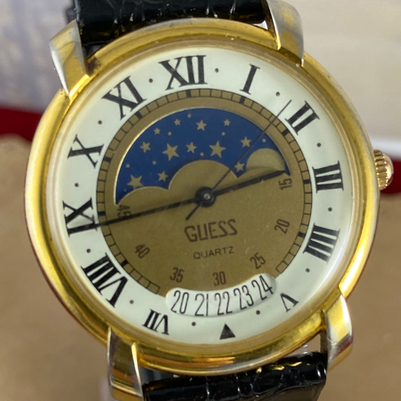 Guess Other - Vintage Guess Moon Phase Watch New Black Strap